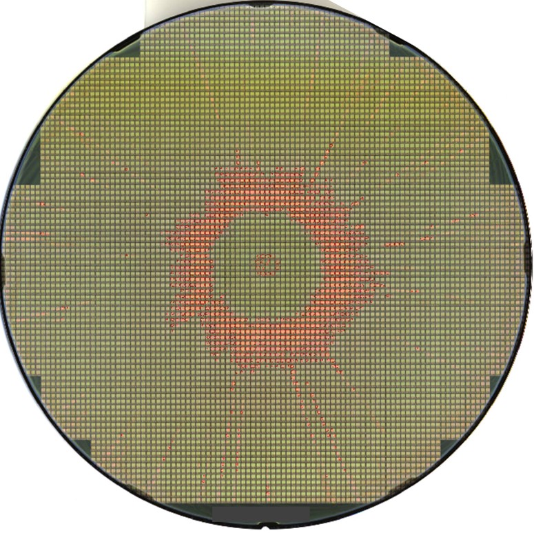 SPIN DEFECT CENTER - Semiconductor Wafer Macro Defect Image 