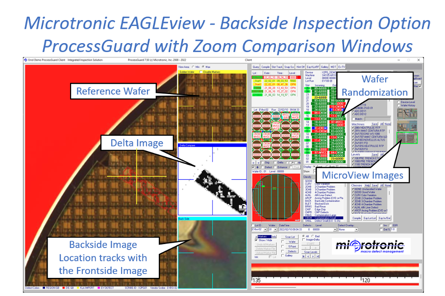 Microtronic EAGLEview Backside Macro Inspection Option ProcessGuard with Zoom Comparison Windows